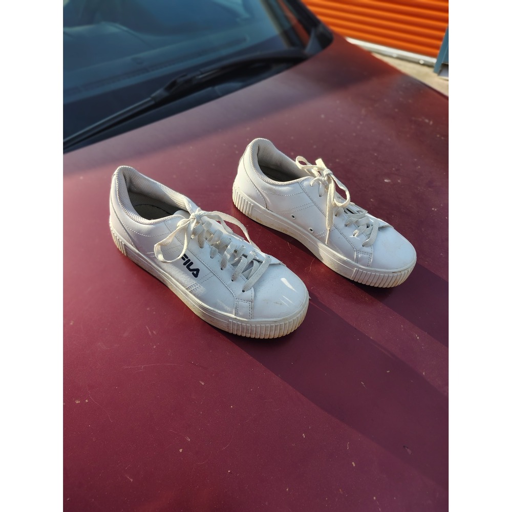 Fila Mens White Low Top Sneakers Lace Up Casual Shoes‎ Size 9 1TM00617-125